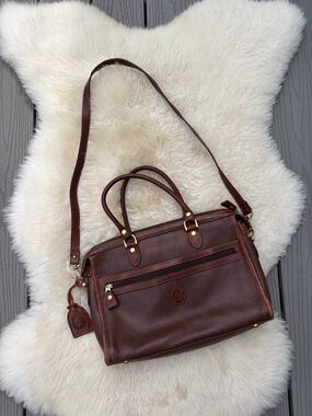 Vintage Liz Clayborn Brown Leather Briefcase Shoulder Bag